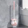 Cepillo para Inodoro de Oso Lindo para el Hogar Montado en la Pared de Pie Doble Propósito Baño Plástico Mango Largo Cepillo Cepillo Limpiador de Inodoro