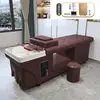 Salão de Cabeleireiro Cama de Shampoo para Terapia Capilar Estilo Tailandês com Circulação de Água, Salão de Limpeza de Ouvidos, Cama de Spa com Massagem e Vapor, Barbearia