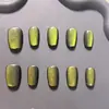 2025 Nuevas Uñas Portátiles Cortas Ojo de Gato Camaleón Luz Amarilla Blanqueamiento Avanzado Moda Parche de Uña Falsa Removible