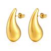 Pendientes Redondos Huecos Europeos y Americanos de Acero Inoxidable Ovalados para Mujer Chapados en Oro de 18K Pendientes al por Mayor Pendientes al por Mayor