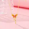 Collar de Mariposa Brillante Hermoso Lluvia de Humo Mariposa de Ensueño Borla Cadena de Gota Pequeña Cadena para Clavícula Delicado Todo-partido Joyería para Mujer