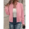 Comercio Transfronterizo Europeo y Americano de Amazon Chaqueta de Color Sólido con Cremallera Cuello de Béisbol Abrigo Casual Estilo Europeo y Americano para Mujer