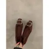 Zapatos de tacón bajo planos para mujer, punta fina francesa, elegantes, con pedrería, hebilla cuadrada, estilo suave, suela blanda, nuevos de temporada primavera y otoño 2026, Wanwan