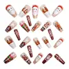 Moda Europeia e Americana de Natal Unhas Postiças Mais Vendidas de Comprimento Médio Quadrado Europeu Patches de Manicure Patches de Manicure Marrom