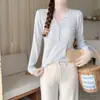 Camisa de punto de manga larga con cuello semiabierto de alta gama para mujer, nuevo estilo de otoño, top base adelgazante