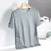 Camiseta Masculina de Manga Curta de Seda de Gelo, Verão Fina de Secagem Rápida com Malha Esportiva Respirável e Sensação Fresca