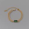 Moda Europeia e Americana ins Aço Titânio Diamante Verde Corrente Grossa Elegante Pulseira Personalidade Simples Melhor Amiga Joia de Mão Feminina
