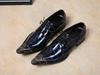 Zapatos casuales de negocios para hombre con cabeza de hierro azul y cabeza de acero puntiaguda, zapatos de cuero personalizados de estilo europeo y americano, zapatos individuales de moda con cordones