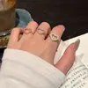 Estilo doce e fresco anel fino simples coração vazado esmalte gota trança novo estilo três cores aberto ajustável dedo indicador anel feminino