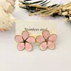 Pendientes de Acero Inoxidable con Forma de Pétalo, Pendientes de Goteo de Aceite Estilo Francés para Mujer, Joyería de Aleación de Titanio de Acero de Titanio de Nicho de Lujo Ligero al por Mayor