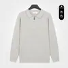 Suéter polo masculino luxuoso e sofisticado com meio zíper, cor sólida, estilo "old money", tricô para outono e inverno, suéter de base masculino