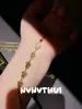 Pulseira Bússola com Padrão de Janela Dança do Dragão e Música de Tambor Antiga Banhada a Ouro, Novo Estilo Chinês, Pulseira Flor de Íris Iridescente, Empilhável