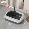 Caja de Arena Extra Grande Semicerrada Anti-Salpicaduras Extra Grande Gatito Totalmente Abierto Urinario Inodoro Caja de Arena para Gatos