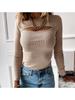 Amazon Ropa Europea y Americana 2024 Otoño e Invierno Nuevo Estilo Tops Recortados de Manga Larga Celebridad de Internet Sexy Camiseta Acanalada Elástica para Mujer
