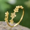 Esquecer-me-não vertical S925 Sterling Silver Ring Mulheres Fresh Pastoral Estilo Handmade Design Explosivo Anel de Abertura
