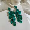 Aretes Geométricos Redondos Verdes Aguja de Plata Estilo Fresco de Verano Aretes Amor Mori Moda Para Ir al Trabajo Aretes Simples