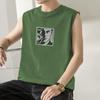 Chaleco deportivo de verano de algodón para hombre, camiseta sin mangas con estampado de dibujos animados y cintura ancha para hombre
