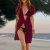 2026 Verão Amazon Nova Moda Versátil Estilo Europeu e Americano Temu Transparente Cobertura de Praia Vazado Roupas de Proteção Solar Femininas