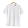 Nueva Camiseta de Algodón Puro Pesado de 400g con Cuello Redondo y Mangas Cortas para Hombres y Mujeres, Top de Color Puro para Verano, Base Suelta de Manga Corta