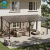 Galpão Externo com Telhado Inclinado 3x6m, Cobertura de PC, Estrutura de Ferro, Galpão de Apoio na Parede, Galpão para Pátio de Jardim, Galpão à Prova de Chuva, Galpão para Sombra