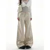 Jeans de sarja cor de damasco estilo coreano, cintura baixa, confortável, para mulheres, outono, petite, soltos, modeladores, versáteis, calças de perna larga