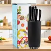 Novo Porta-Facas Listrado Cabo de Linha Conjunto de Facas Lixamento Faca do Chef Presentes Transfronteiriços Facas de Cozinha Conjunto de Sete Peças