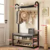 Perchero zapatero integrado de pie para sala de estar de casa, entrada, asiento suave para cambiarse los zapatos, recibidor, tablero artificial multifuncional