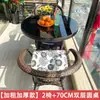 Conjunto de Mesa e Cadeiras de Lazer para Varanda com Três Peças Combinação de Mesa de Chá e Cadeiras de Lazer Cadeiras de Rattan para Pátio Mesa e Cadeiras de Rattan para Exterior