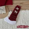  calentadores de piernas para niños al por mayor otoño invierno cálidos tejido protectores de rodilla cubiertas para pantorrillas accesorios grandes rojos de Año Nuevo calentadores de piernas acolchados para niñas