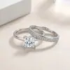 Grande Quantidade de Anéis de Prata Esterlina S925 com Moissanita em Estoque, Anéis de Casal Empilháveis, Anéis Femininos para Exportação, Joias de Mão Exageradas, Anéis Decorativos