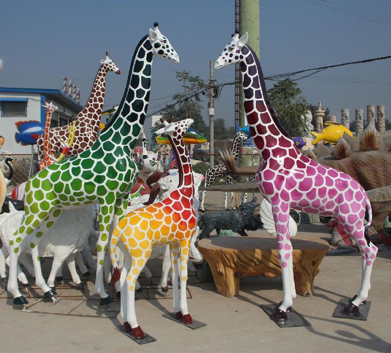 玻璃钢长颈鹿雕塑卡通动物