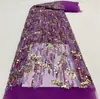 En Stock del Fabricante: Tela de Encaje de Malla Bordada con Lentejuelas y Perlas, Adecuada para Vestidos de Novia y Vestidos de Noche, Disponible en Múltiples Colores