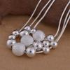 Conjunto de collar y aretes de múltiples perlas de tres líneas, bañado en plata, de dos piezas, joyería esférica de moda, traje de joyería multiconfiguración