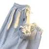 Pantalones de chándal holgados y gruesos con forro de forro polar compuesto para mujer, Otoño e Invierno, Pantalones Harlan cálidos, Pantalones pequeños, Pantalones deportivos casuales