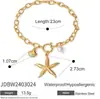 Pulsera de Acero Inoxidable Chapado en Oro de 18K con Forma de Estrella de Mar, Concha y Caracola 2025 Nueva Serie Marina de Verano Europea y Americana Pulsera de Acero de Titanio