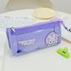Q Bolsa de Lápices Transparente de Gran Capacidad Estilo Japonés y Coreano Cremallera Multicapa Bolsa de Lápices de Alto Valor Bolsa de Papelería de Dibujos Animados Bolsa de Lápices para Estudiante de Primaria