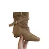 Botas Martin negras apiladas para mujer, otoño e invierno, tacón oculto, 20265cm, botines, adelgazantes, botas nuevas para combinar con faldas