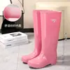 Botas de Chuva Femininas de Cano Alto Quentes com Forro de Fleece para Outono e Inverno, Botas Femininas Espessadas Impermeáveis e Antiderrapantes, Sapatos Aquáticos, Botas de Trabalho