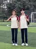 Uniforme escolar de verão de manga curta para alunos do Ensino Fundamental e Médio, conjunto de camiseta POLO para alunos do Ensino Fundamental, roupa de classe azul clara de manga curta para alunos do Ensino Fundamental e Médio
