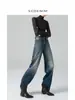 Jeans de Mujer Nostálgicos de Tiro Alto Pantalones Anchos Rectos Retro Otoño 2025 Nuevo Lavados Adelgazantes Holgados Modernos