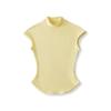 AP25122-25 Primavera Nuevo Estilo Europeo y Americano Cuello Alto Medio Mangas Cortas Volantes Cintura Ceñida Ajustado Base Top Camiseta