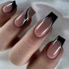 Uñas postizas con acabado especial transfronterizo, pegatinas de uñas con ondas francesas en blanco y negro, parche de uñas de estilo simple, venta al por mayor