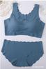 Conjunto de Ropa Interior Transfronterizo de Seda de Hielo Sin Costuras Deporte Espalda Hermosa Ropa Interior Bragas para Mujer Tirantes Anchos Chaleco Sin Costuras con Volantes