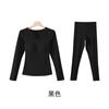 Conjunto de Ropa Interior Térmica de Encaje para Otoño e Invierno para Mujer con Copas de Sujetador Integradas, Ropa Interior de Manga Larga Generadora de Calor, Capa Base de Corte Ajustado para Uso Interior y Exterior