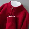 Suéter de punto para hombre con cuello alto y cremallera, 100% lana pura, engrosado para abrigar, adecuado para uso de negocios casual, nuevo estilo de invierno