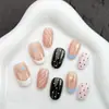 Unhas Pré-feitas Estrela de Bolinhas Pretas Usáveis Tiras de Unha Pré-feitas Tamanho Único 30 Peças Removível Olho de Gato Transparente Manicure