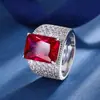 Nuevo 2023 fondo de cobre chapado en oro simulación paloma sangre roja corindón temperamento fresco traje colgante anillo 10*14