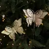Nuevas decoraciones de lentejuelas de mariposa con purpurina y polvo de oro, adornos de árbol de Navidad de alta gama, arreglos florales, adornos colgantes y accesorios decorativos