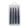 Caixa de Plástico Pinças de Sobrancelha de Aço Inoxidável Conjunto de Quatro Peças Pinças de Sobrancelha Pinças para Moldar Sobrancelhas Ferramentas Conjunto de Pinças de Sobrancelha Aço Inoxidável