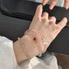 Novo Pulseira Chinoiserie Sensação Fresca Natural Três Círculos Cristal de Morango Gelo Branco para Mulheres Pulseira de Cristal Pedra da Lua Ágata Vermelha